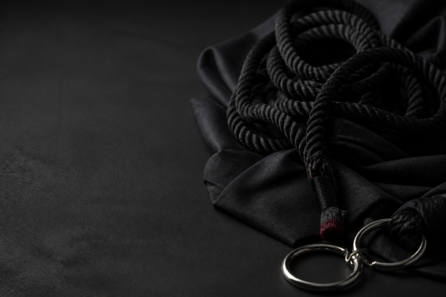 Dark rope and fabric still life